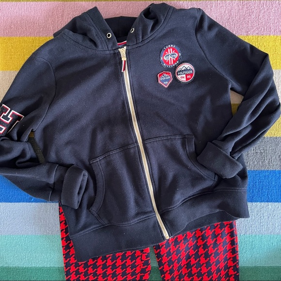 GAP Slim Cropped Stretch Trouser in Red/Navy Houndstooth Pattern • Size 6 - Picture 7 of 7